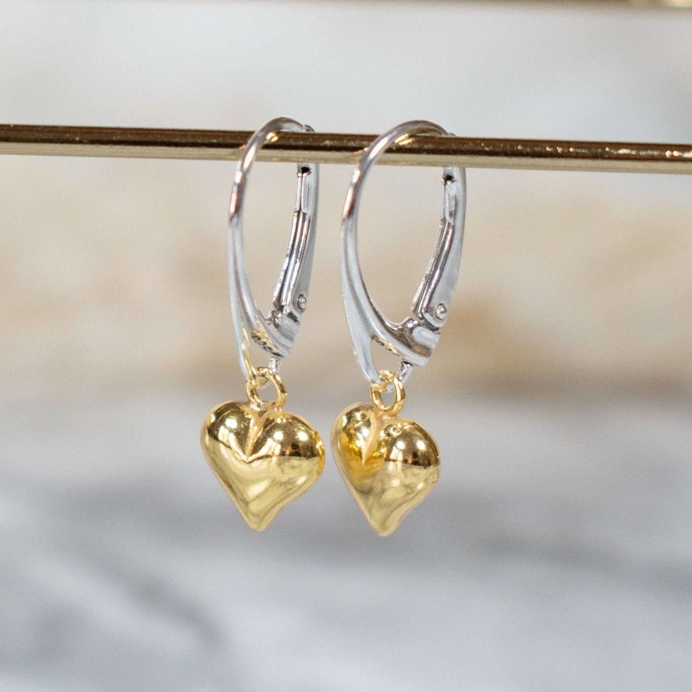 14KT Gold Heart Charm 6mm, 10mm Puffed Heart Charm Small Heart Charm Real  Gold Heart Pendant Available in Yellow, White & Rose Gold 
