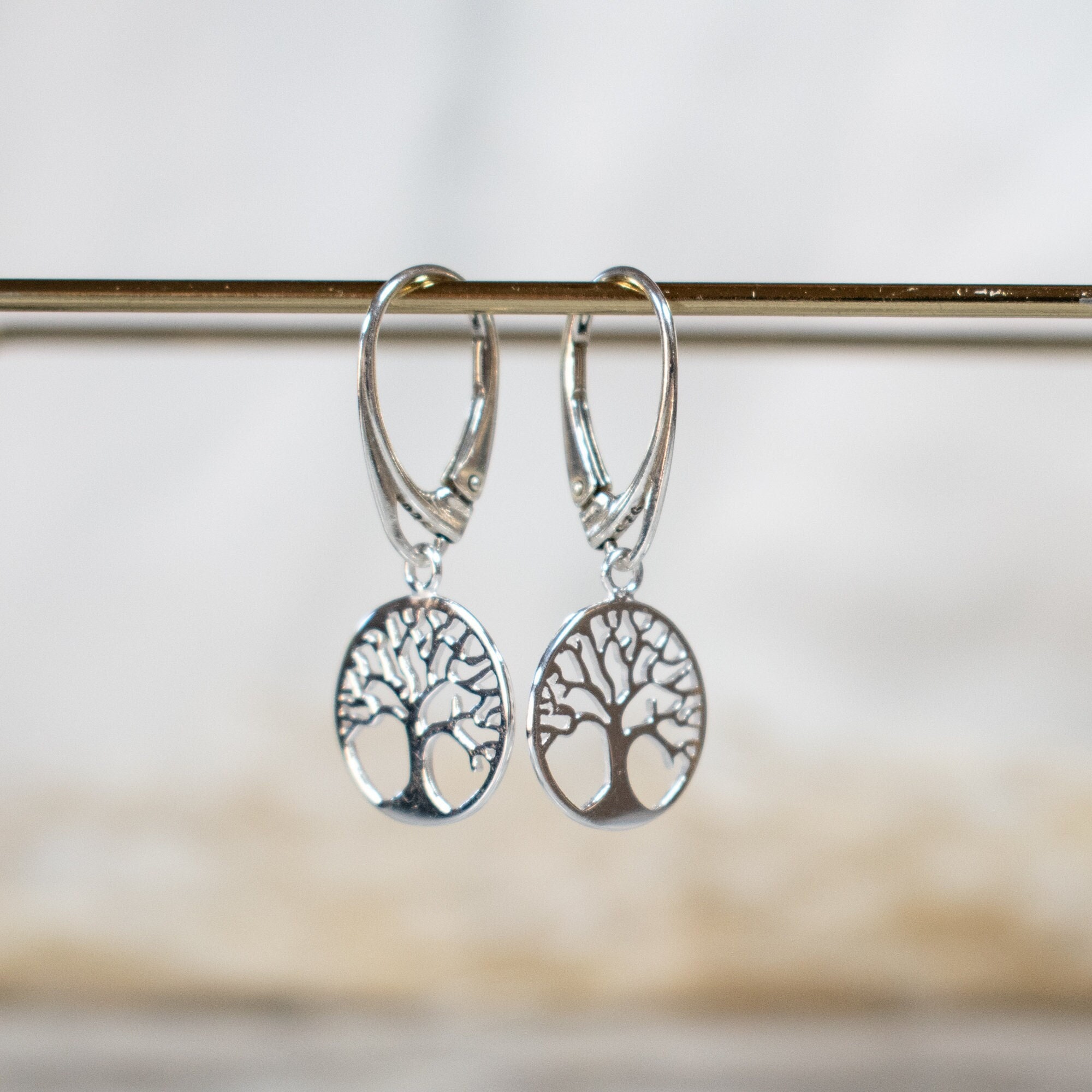 Silver earrings tree of life sale