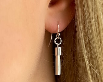 Sterling Silver Tassel Charm Drop Wire Back Earrings | 925 Silver Tassel Earrings | Sterling Silver Tassel Charm Earrings