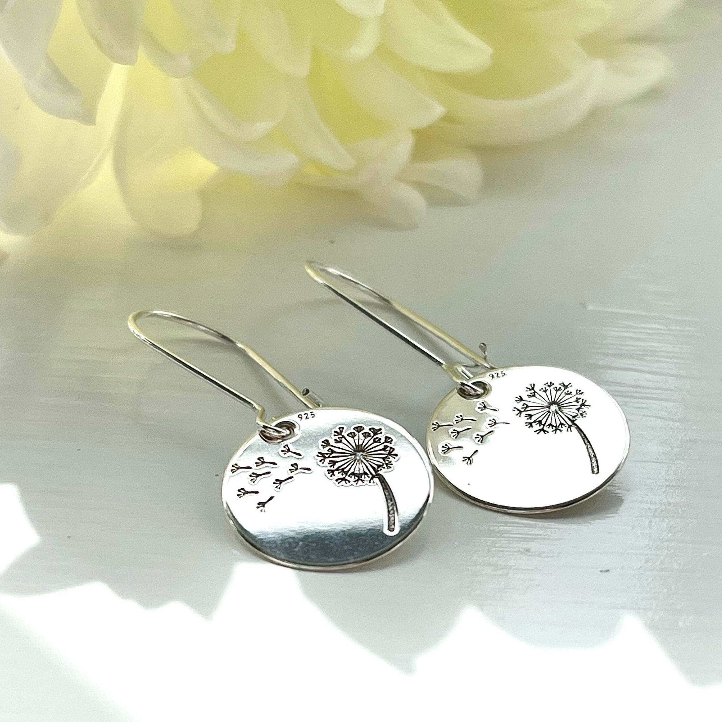Sterling silver dandelion earrings discount