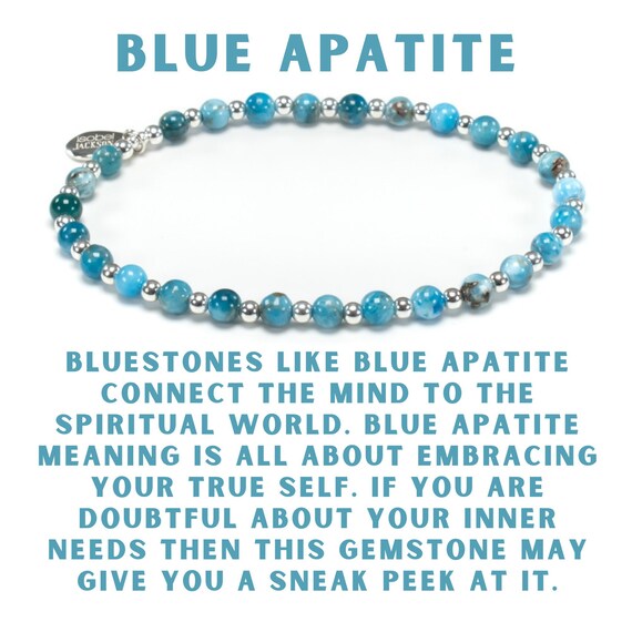 Blue Apatite and Sterling Silver Bead Bracelet Semi Precious