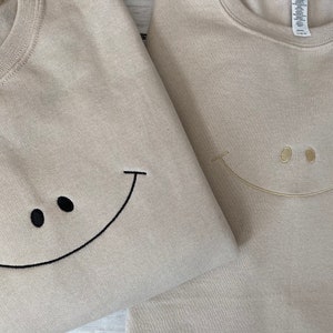 Smiley face embroidered sweatshirt, embroidered smiley face sweatshirt, Smiley face sweatshirt, happy face sweatshirt, gifts for mom