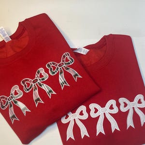 Embroidered Christmas Bow Sweatshirt, Christmas sweater