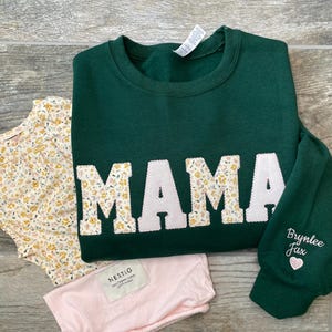 Mama Embroidered Baby Outfit Keepsake Sweatshirt, Mama Pullover, Gift for Mom, Personalized Mama Shirt, Mother’s Day gift
