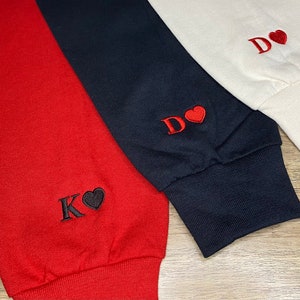 Custom Embroidered Initial Heart Sweatshirt | Bride gift| matching sweatshirt | Couple Gift  | Valentine's day | Christmas gift