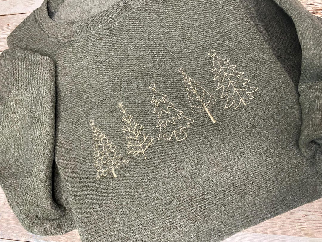 Women S Christmas Tree Embroidered Crew Neck Christmas Sweatshirt main image 0
