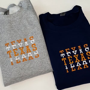 Embroidered Texas Sweatshirts | Gift for Texas fan
