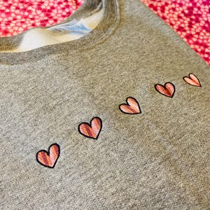 Cute Mini Hearts Embroidered Sweatshirt, Valentine&#39;s Day Sweatshirt