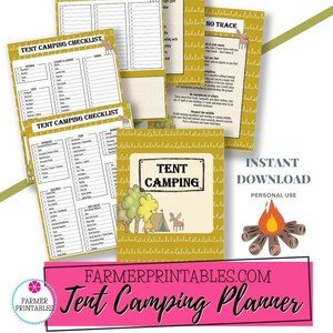 Printable Tent Camping Planner, Tent Camping Checklist