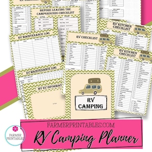 Printable RV Camping Planner, RV Camping Checklist , RV Maintenance Log, Campground Checklist,