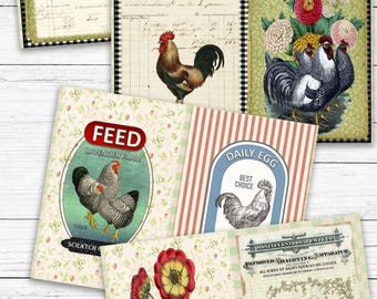 Farmhouse Chicken Junk Journal Pages: Vintage Ephemera (Digital Download)