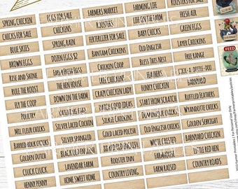 Chicken Word Tags: Journal Ephemera, Scrapbooking (PDF Printable)