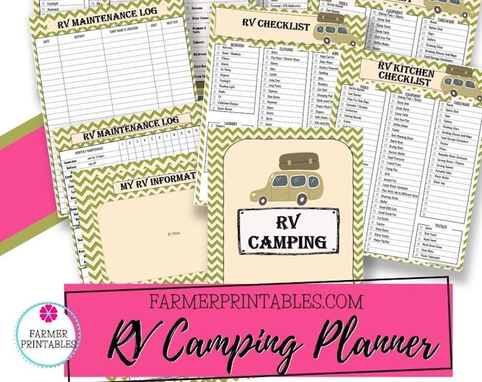 Printable RV Camping Planner, RV Camping Checklist , RV Maintenance Log ...
