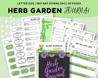 Herb Garden Journal Printable Planner Kit (Digital Download)