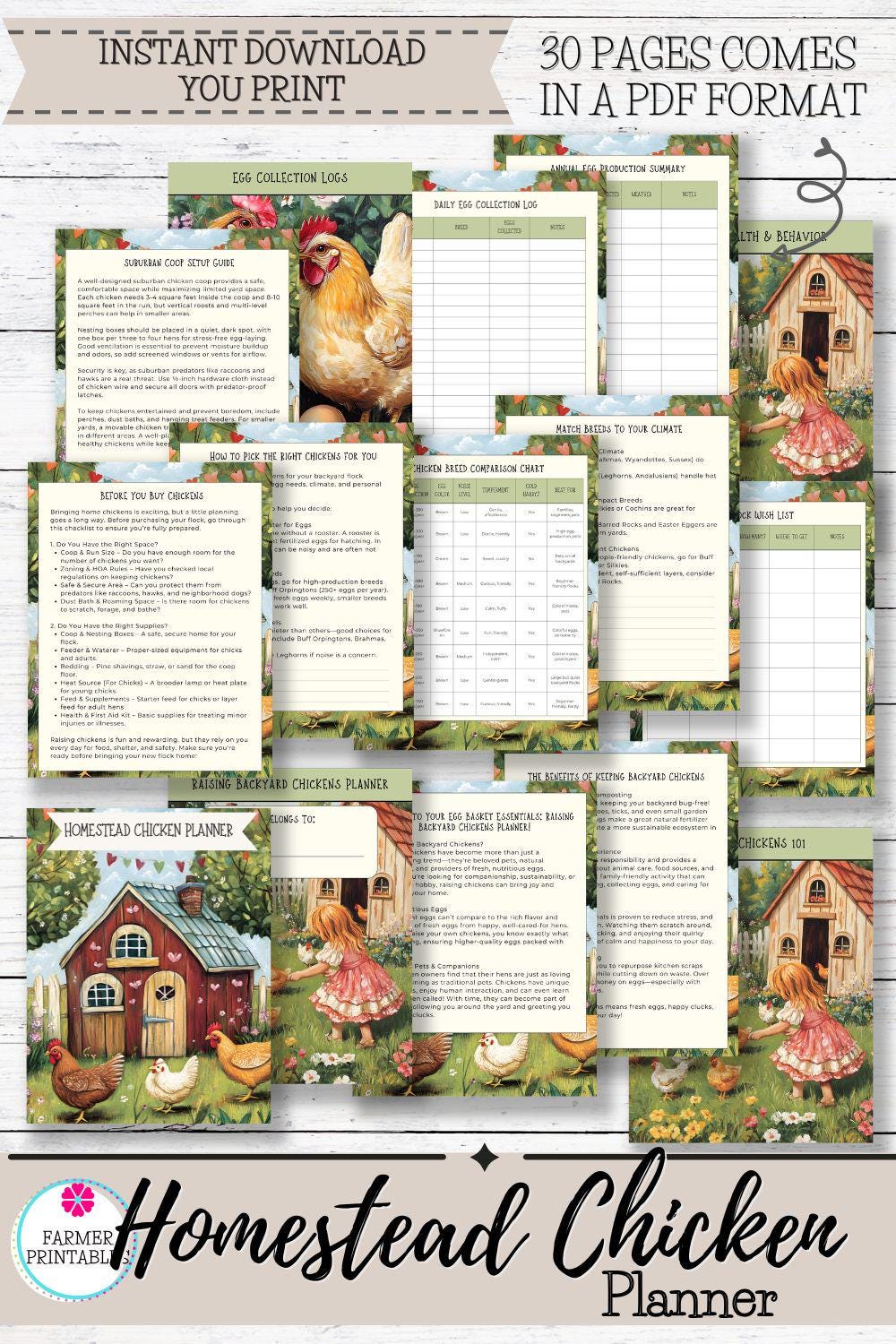 Printable Chicken Process Homestead Chicken Planner | Printable Egg Production Log | Backyard ...