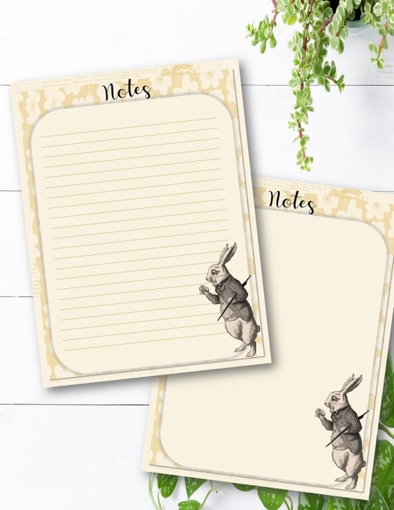Printable Letter Writing Paper Vintage Rabbit Lined Note - Etsy Canada