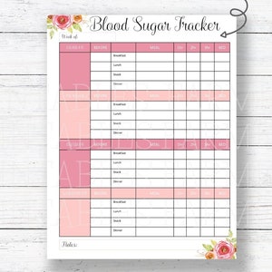 Diabetes Log Sheet, Printable Tracker for Glucose, Insulin, and Blood Sugar Management