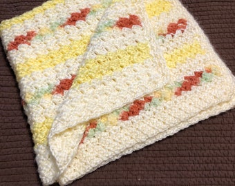 Crochet baby blanket-Yellow -Handmade