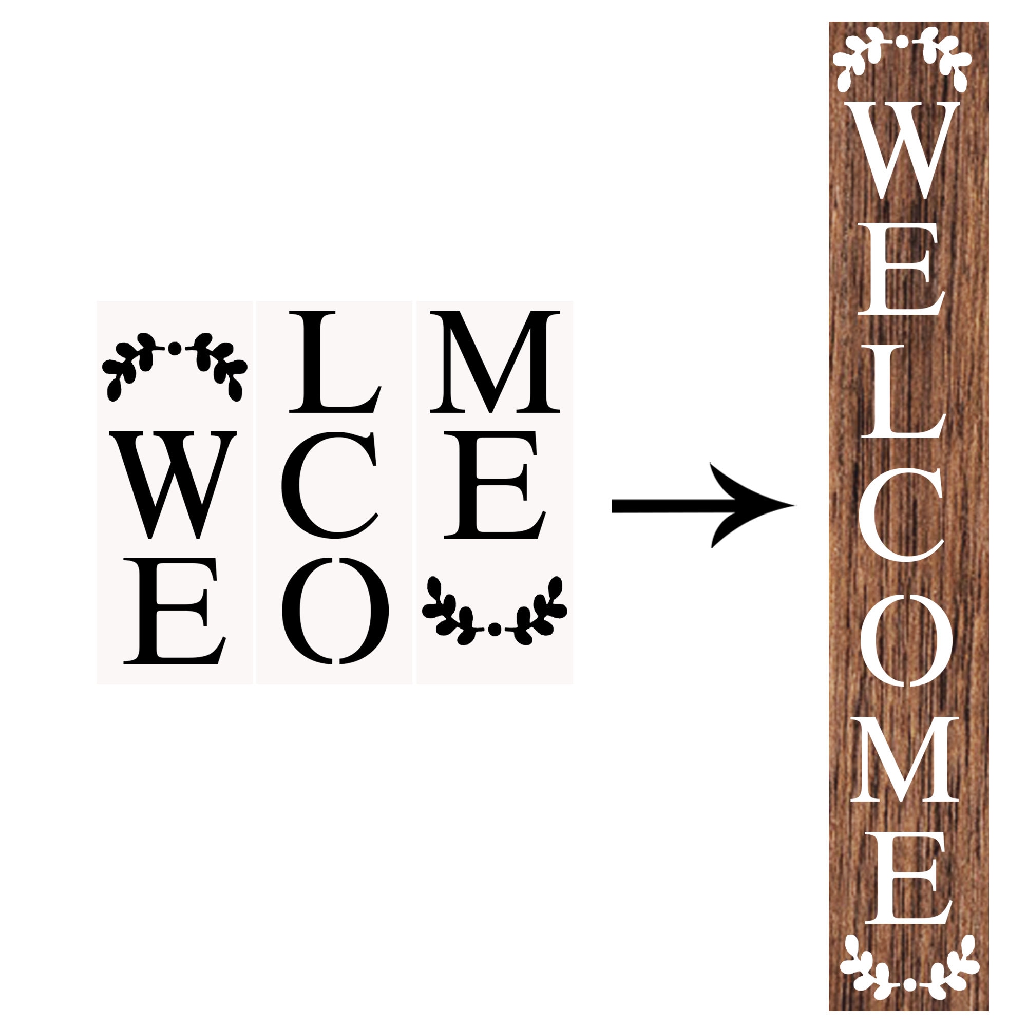 Vertical welcome stencil/ reusable stencil/7mil Mylar/ Welcome  stencil/farmhouse stencil/ plastic stencil/wall stencil/diy wood sign