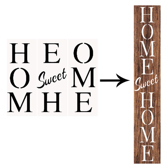 Home Sweet Home Stencil 3 PCS Large Letter Stencils for Porch Sign AZDIY  Reusable Stencils for Painting, Outdoor Welcome Stencil Vertical 