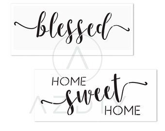 Home Sweet Home & Blessed Stencils: Reusable DIY Decor Set