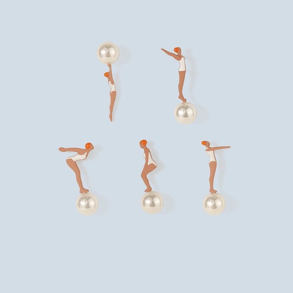 Diver swimmer female earrings | Pearl | Athlete | Platform diving| Cute enamel earrings | Water shape| Kawaii| Japanese| Anime| Gymnastics