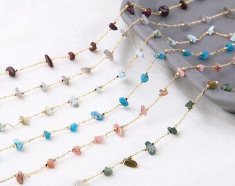 Tiny natural stone necklace | Garnet| Rose quartz | Turquoise| Tourmaline| Amethyst | Apatite| Agate