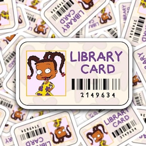 Naklejka na kartę biblioteczną Susie, naklejka na kartę biblioteczną nostalgiczną z lat 90., naklejka wycinana nostalgicznie, naklejka wycinana z kreskówek z lat 90., naklejka na klub książki
