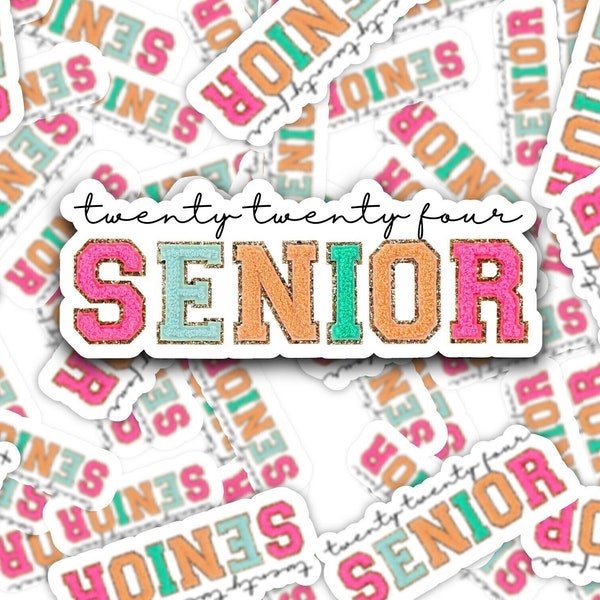 Senior 2024 Varsity Chenille Print Sticker, Senior 2024 Varsity Letter Sticker, Senior Class 2024 Varsity Letter Sticker, 2024 Grad Sticker