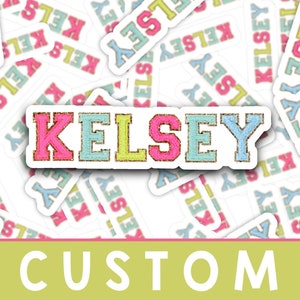 Personalized Varsity Chenille Print Sticker, Custom Name Varsity Chenille Sticker, Customized Varsity Letter Sticker, Personalized Sticker