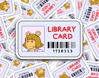 DW Library Card Sticker, PBS Library Card Sticker, Arthur Library Card Die-Cut Sticker, Book Lover Die-Cut Sticker, Book Club Sticker