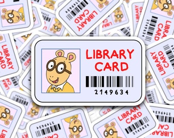 Arthur Library Card Sticker, PBS Library Card Sticker, Arthur Library Card Die-Cut Sticker, Book Lover Die-Cut Sticker, Book Club Sticker