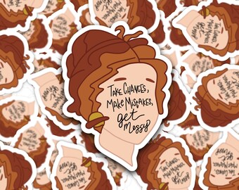 Sticker MS Frizzle, sticker MS Frizzle gestanst, sticker jaren 90 nostalgie, vinylsticker jaren 90, risico's maken fouten maken rommelig