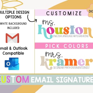 Custom Teacher Name Email Signature, Personalized Name Email Signature, Teacher Email Signature, Basic Name Email Signature, Back-to-School