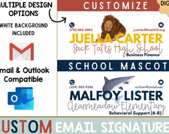 Custom School Mascot Email Signature V.2.0, Customized Teacher Email Signature V.2.0, Personalized School Mascot Email Signature V.2.0