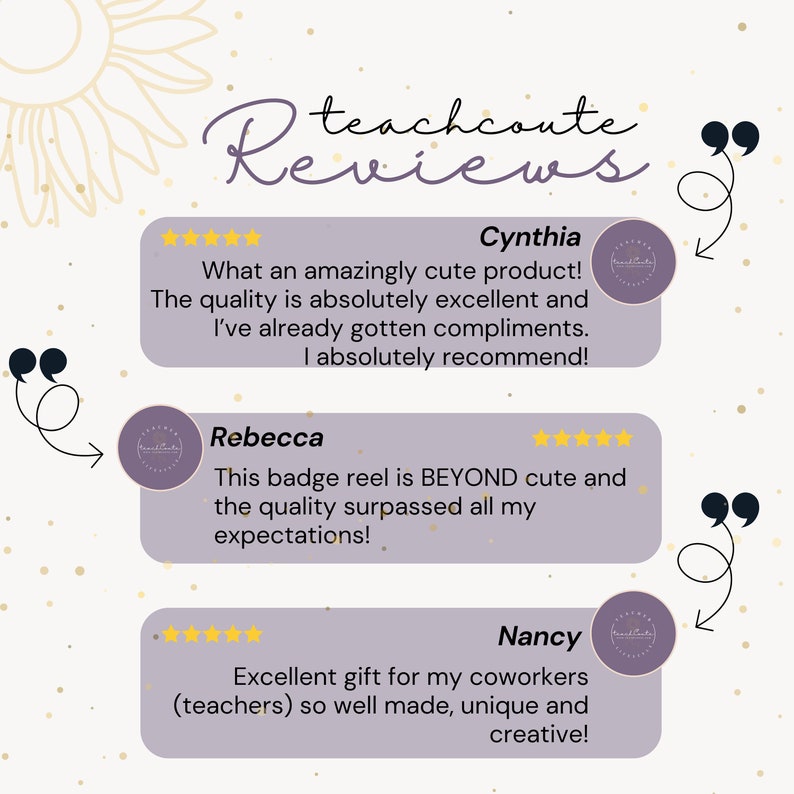 Puede incluir: Tres rese&ntilde;as de clientes para un producto de carrete de insignia. Las rese&ntilde;as son positivas e incluyen comentarios sobre la calidad y la ternura del producto. Las rese&ntilde;as son de Cynthia, Rebecca y Nancy.