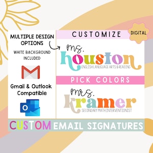 Firma de correo electrónico personalizada con el nombre del profesor, Firma de correo electrónico con nombre personalizado, Firma de correo electrónico para profesores, Firma de correo electrónico básica con nombre, Vuelta al cole