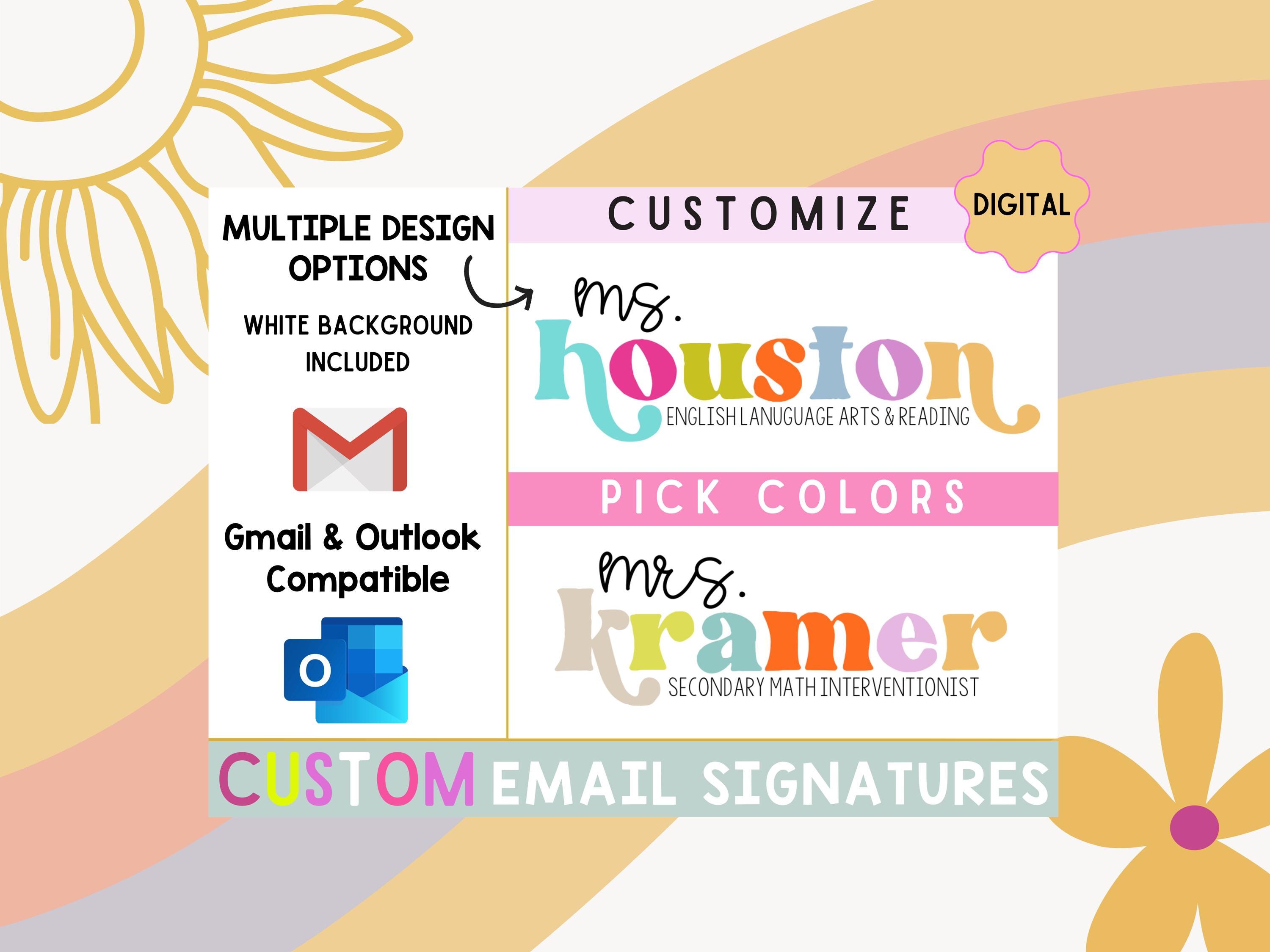 Custom Teacher Name Email Signature, Personalized Name Email Signature ...
