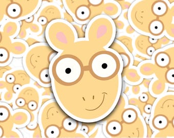 Pegatina de Arthur, pegatina de cabeza de Arthur, pegatina troquelada de Arthur, pegatina de lectura, pegatina de libros, pegatina Kindle del club de lectura