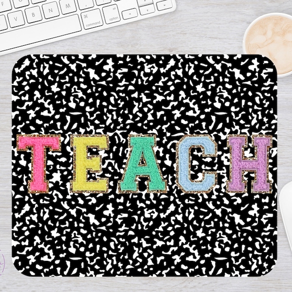 Teach Varsity Chenille Mouse Pad, Teach Chenille Composition Book Mouse Pad, Teach Varsity Letter Mouse Pad, Back to School Teacher Gift