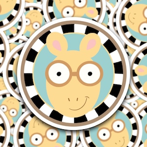 Clear Arthur Sticker, Arthur Head Pattern Sticker, Arthur Die-Cut Sticker, Clear Vinyl Reading Sticker, Bookish Gift, Book Club Gift