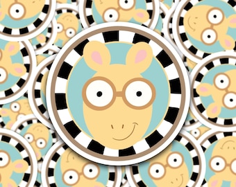 Pegatina transparente de Arthur, pegatina con diseño de cabeza de Arthur, pegatina troquelada de Arthur, pegatina de vinilo transparente con texto en inglés "Reading", regalo para amantes de los libros, regalo para clubes de lectura