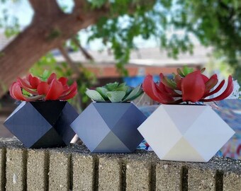 Set of 2+ 3D printed Modern Planter, Succulent Potted Planter, Minimalist Pot,