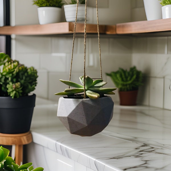 Hanging Geometric Planter For Succulents | Modern Succulent Planter | 3D Planter | Succulent planter | Minimalist Planter | Hanging Planter