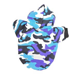 Camo Blank Dog Hoodie for Customization Blue Camo Dog Cotton Sweatshirt Personalizing Dog clothes -  Camo Dog Hoodie