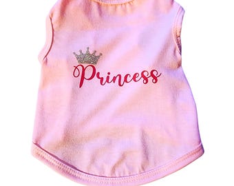 T-shirt rose pour chien - T-shirt princesse pour chien - T-shirt rose pour chien personnalisé - Vêtements pour chien Vêtements pour chien - T-shirt pour chien noir blanc rose - T-shirts Poochie