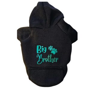 Big Brother Black Dog Hoodie - Black Pet Sweatshirt - Personalized Dog Hoodie -  - Dog Apparel Dog clothes - Cat Hoodie - Poochie Tees