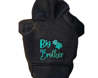 Personalized Big Brother Black Dog Hoodie – Cotton Blend Pet Sweatshirt