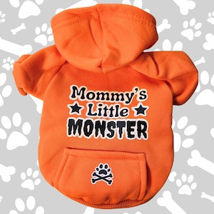 Mommy&#39;s Little Monster Orange Personalized Dog, Cat, Pet Hoodie by PoochieTees