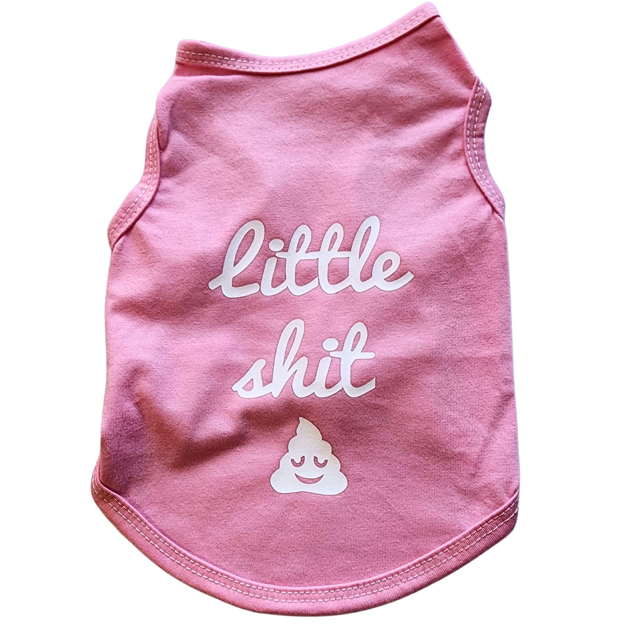 PINK DOG TEE - Little Shit Dog T shirt - Dog Tank - Dog Apparel Dog clothes - Black White Pink Dog shirt - PoochieTees.com dog clothing